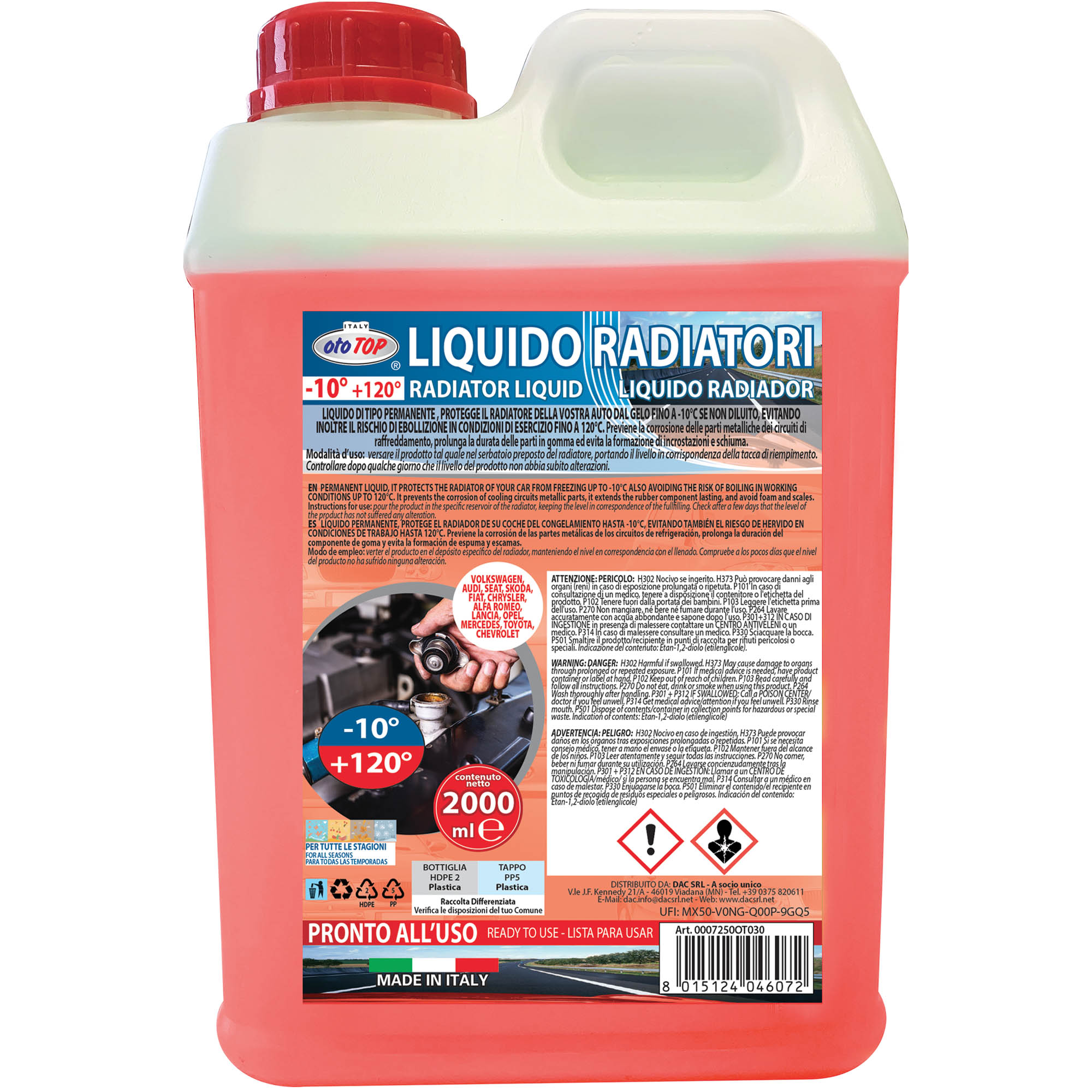 liquido radiatori -10 rosso 2 litri dac ototop maranello ok