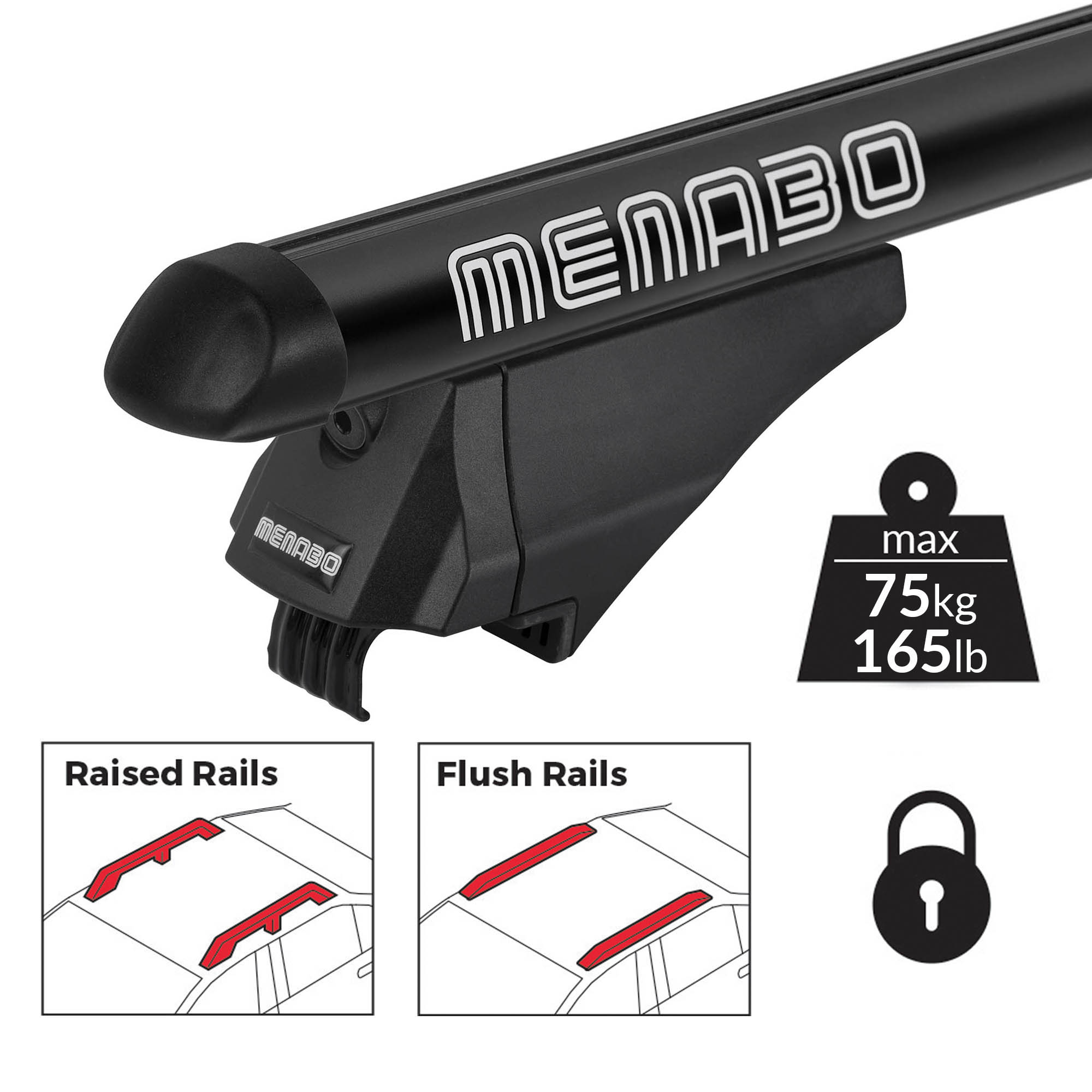 tiger black barre da tetto menabo dac ototop maranello NEW